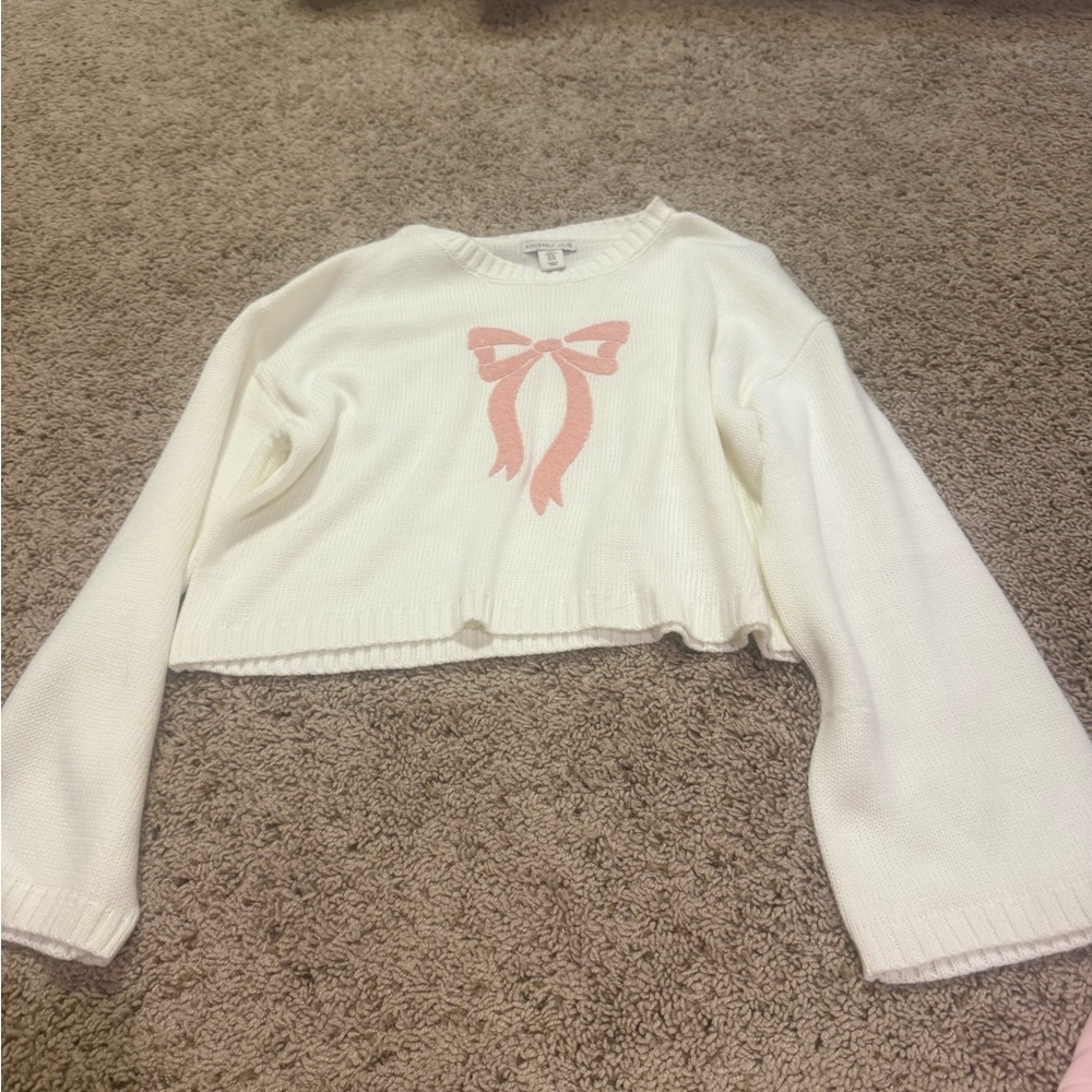 Sincerely Jules White Sweater with Pink Bow